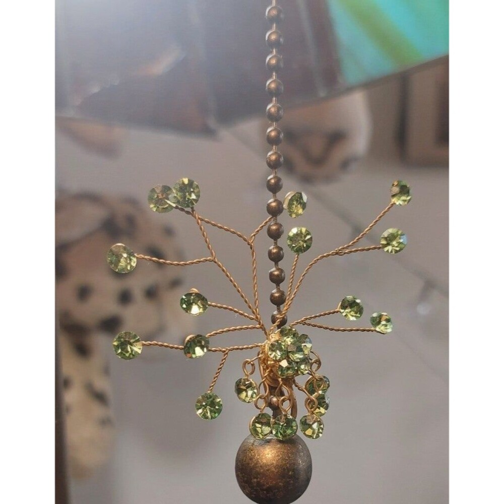 Statement Green Rhinestone West Germany Brass Cli… - image 6